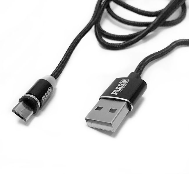 Кабель Pulso 2302M LED Blue USB - MicroUSB 2,4A 2м магнитный Black (MC-2302M BK) 91154 фото