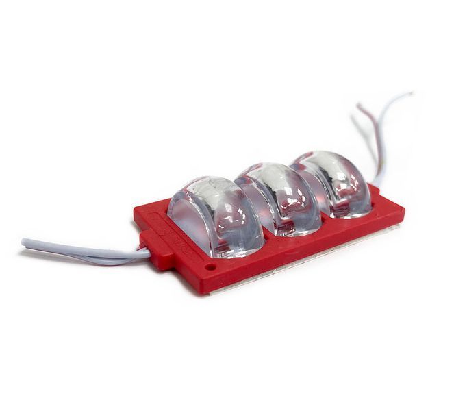 Модуль светодиодный 3 LED (линзы монетки) красный 101339 фото