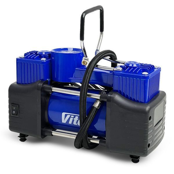 Компрессор ViTOL К-74 R13-R18 15Amp 85л 2 цилиндра шланг 2,5м прикуриватель + переходник (K-74) 123566 фото