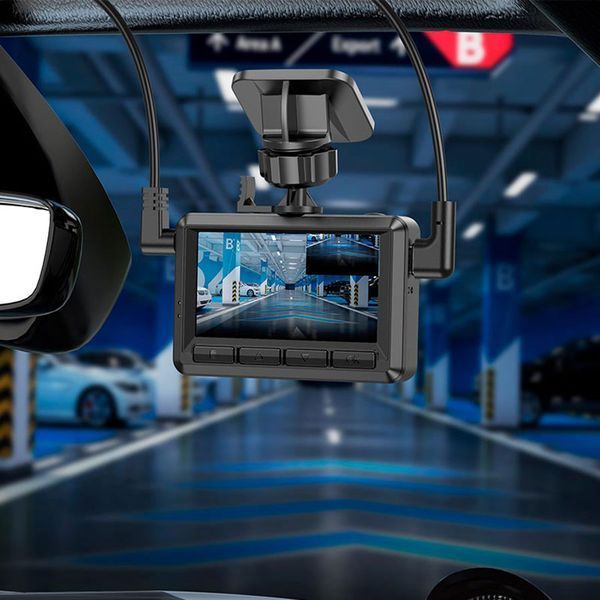 Відеореєстратор Hoco Driving Recorder With Rear Camera DV3 2.45" 1080P/720P 30fps Black 122088 фото