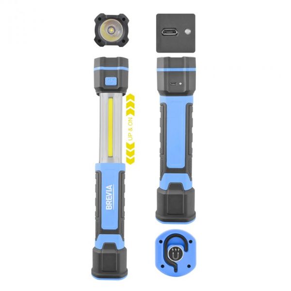 Телескопическая инспекционная лампа Brevia LED 3W COB+1W LED 300lm 2000mAh microUSB 11340 105286 фото