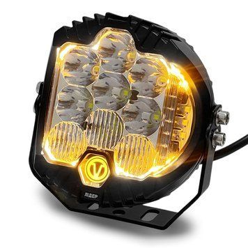Фара диодная Лидер W 0375-5 INCH 45W дальний свет + поворот-ДХО 120х120х50мм (1шт) 108390 фото