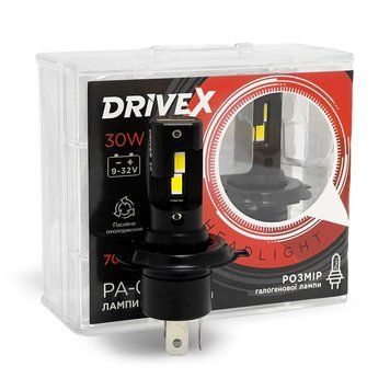 Світлодіодні автолампи DriveX PA-08P H4 30W 9-32V 5500K 7000Lm (2шт.) 122133 фото
