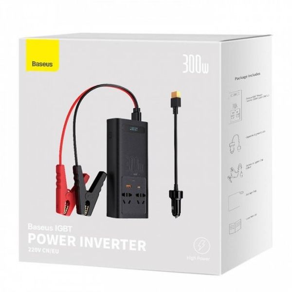 Автомобильный инвертор Baseus IGBT Power Inverter 300W (220V CN/EU ) Black CGNB010101 105261 фото