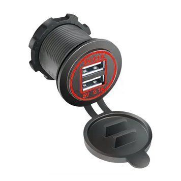 Врезное зарядное устройство 2 USB SF-50-2 DC 12-24V 5V 2,1-1A Red подсветка 107652 фото