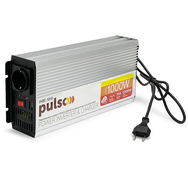 Преобразователь напряжения Pulso IMBC-1010 12V-220V 1000W 10A 1-Розетка (мод. синусоид) 111081 фото