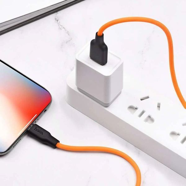 Кабель HOCO X21 Plus USB - Lightning 1m Silicone Orange 108938 фото