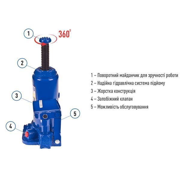 Домкрат гидравлический IronHAND 3т (180-350мм) IH-180350D 33853 фото