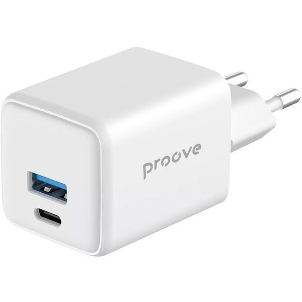 Мережевий зарядний пристрій Proove Pocket GaN 30W Type-C + USB White 124660 фото