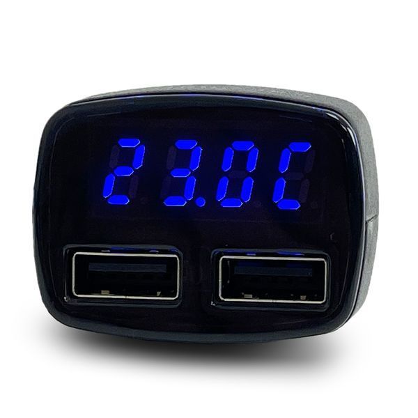 Вольтметр - Амперметр - Термометр 2USB (2.1+1A) 12-24V Синій 124217 фото
