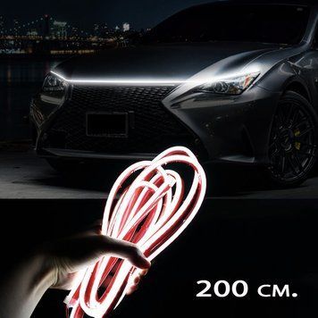 Подсветка капота с динамическим включением White LED DRL 200см Белая 109459 фото