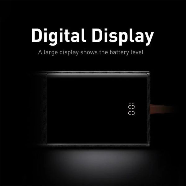 Повербанк Baseus Elf Digital Display Fast Charging 20000mAh 2USB 1Type-C + Type-C Cable 65W 5A (PPJL000001) Black 109758 фото