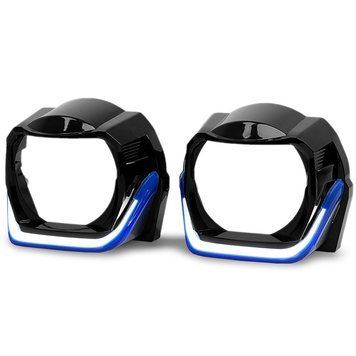 Маски Guarand під лінзи 3,0" Angel Eyes BMW Sport White DRL (Blue Stripe) Чорні Уцінка!!! 124297 фото
