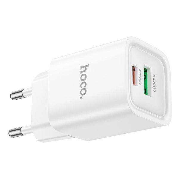 Мережевий зарядний пристрій Hoco Charm charger C149A 1USB + 1Type-C 30W 3A PD-QC White 124663 фото