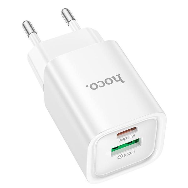 Мережевий зарядний пристрій Hoco Charm charger C149A 1USB + 1Type-C 30W 3A PD-QC White 124663 фото