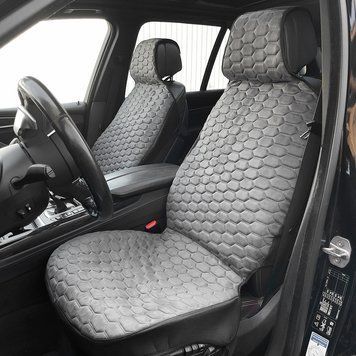 Накидки на сиденья Алькантара Премиум Audi RS (с цельными подголовниками) серые 121479 фото