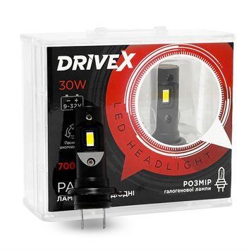Світлодіодні автолампи DriveX PA-08P H7 30W 9-32V 5500K 7000Lm (2шт.) 122132 фото