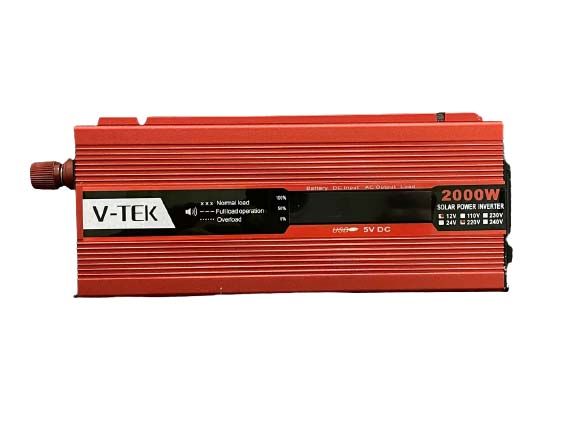 Преобразователь напряжения инвертор 2000W 12V-220V V-Tek USB с LCD дисплеем 105308 фото