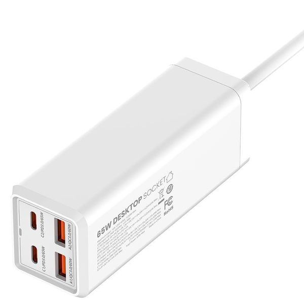 Удлинитель сетевой Ldnio SC1418 2USB 2Type-C 1Sockets QC-PD 65W-10A 2m EU Plug White 107613 фото