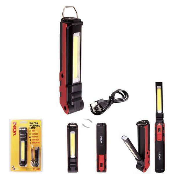 Переноска-ліхтар VOIN VL-107 5W-COB + 3W XPE Power Bank 2000mAh (на магніті) 101358 фото