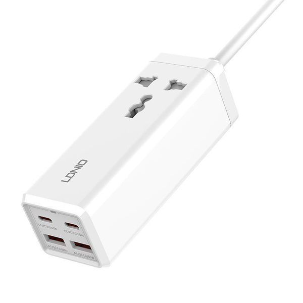 Подовжувач мережевий Ldnio SC1418 2USB 2Type-C 1Sockets QC-PD 65W-10A 2m EU Plug White 107613 фото
