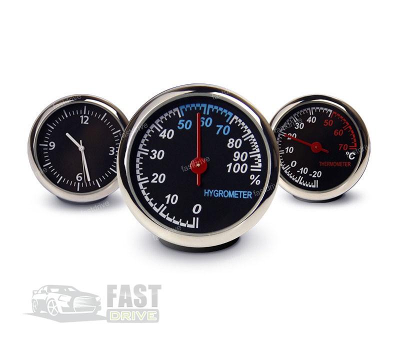 Часы автомобильные VST 7042V с термометром и вольтметром