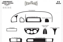 Декоративные накладки на панель Chevrolet Tacuma 2000-2008 (к-т 11 шт.) Дерево Meric