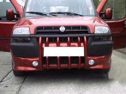 Передняя накладка на бампер Fiat Doblo 2001-2005 (под покраску) Клыки Meliset