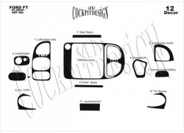 Декоративные накладки на панель Ford Transit 2000-2006 (к-т 12 шт.) Алюминий Meric