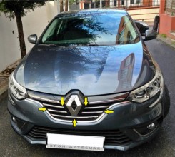 Накладки на решетку радиатора Renault Megane IV 2016- (5 шт. нерж.) Carmos