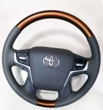 Руль Toyota Land Cruiser 200 2008- (светлое дерево + серая кожа) Cixtai