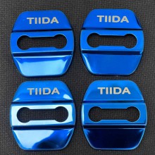 Накладки на петли замков дверей Nissan Tiida (Синие) 4 шт. Style 2