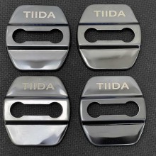 Накладки на петли замков дверей Nissan Tiida (Черные) 4 шт. Style 2