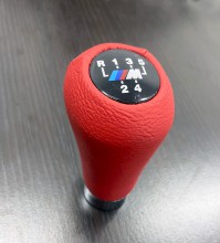 Ручка КПП BMW (кожзам, красная гладкая) OEM