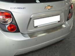 Накладка на бампер с загибом Chevrolet Aveo III 5D 2011- нерж. NataNiko