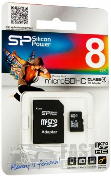 Silicon power   Silicon power microSDHC 8 GB card Class 4 + adapter