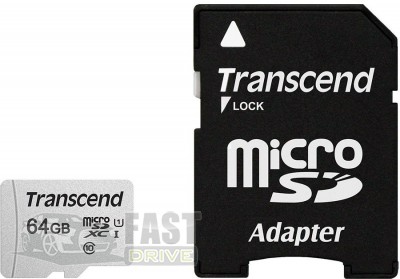 Transcend   Transcend MicroSDXC 64Gb Class 10 + adapter (TS64GUSD300S-A)