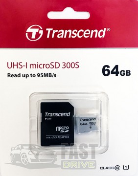 Transcend   Transcend MicroSDXC 64Gb Class 10 + adapter (TS64GUSD300S-A)