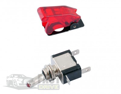     Red Led Toggle Switch with Red Cover 12V