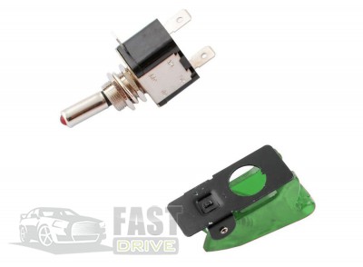     Green Led Toggle Switch with Green Cover 12V
