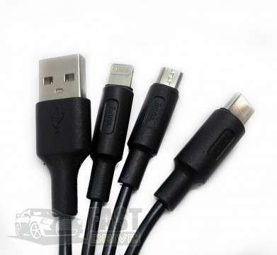 Hoco   USB  MicroUSB, Type-C, Lighting Hoco - X25 Soarer for Combo 3in1 2A 1m Black