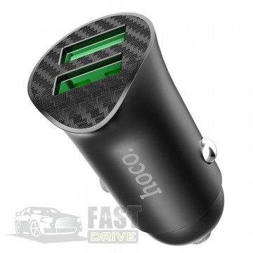 Hoco   Hoco Z39 Farsighted dual port QC3.0 car charger 2USB, QC3.0, 3A 18W (735027)