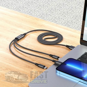 Hoco  HOCO X76 USB - 3in1 Lightning/Type-C/MicroUSB Super charging cable 1m 2A