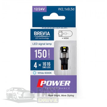 Brevia   Brevia Power W5W 4x1616SMD 12-24V 6000K CANbus White (10108X2)