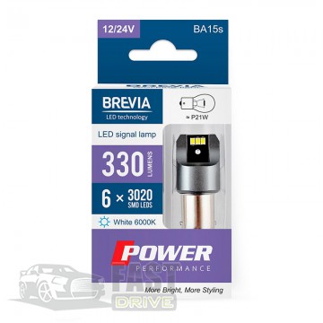 Brevia   Brevia Power P21W 6x3020SMD 12-24V 6000K CANbus White (10101X2)