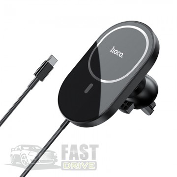 Hoco  Hoco Powerful magnetic wireless charging car holder CA90 MagSafe 15W Black