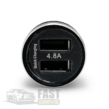    ˳ Fast Charge 2USB 5V 4.8A 12-24V Black