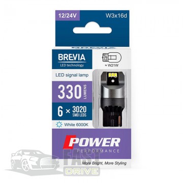 Brevia   Brevia Power W21W 6x3020SMD 12-24V 6000K CANbus White (10110X2)