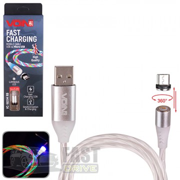 Voin  Voin Multicolor LED USB - MicroUSB 3 1  Black (VC-1601M RB)