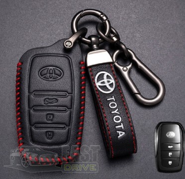 RedLine Кожаный чехол для ключа Toyota 3 кнопки + брелок с логотипом авто